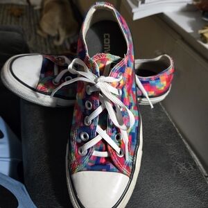 Converse Multicolor Pixel Sneakers, Mens 5.5 Womens 7.5